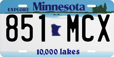 MN license plate 851MCX