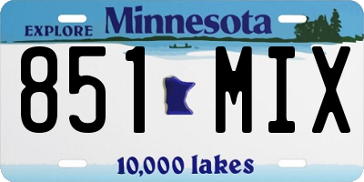 MN license plate 851MIX