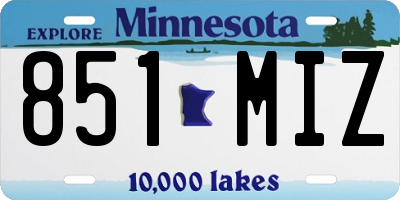 MN license plate 851MIZ