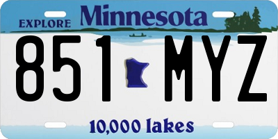 MN license plate 851MYZ