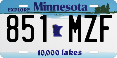 MN license plate 851MZF