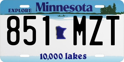MN license plate 851MZT