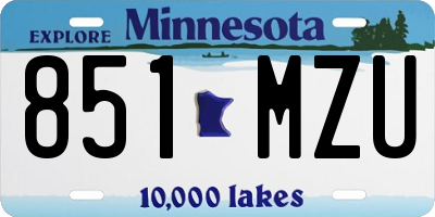 MN license plate 851MZU