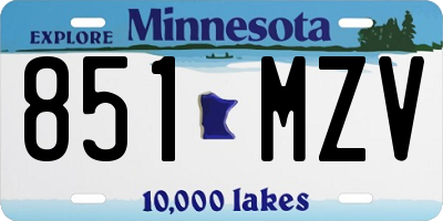 MN license plate 851MZV