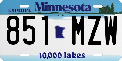 MN license plate 851MZW