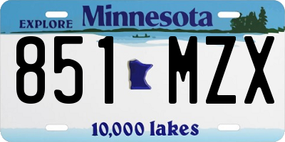 MN license plate 851MZX