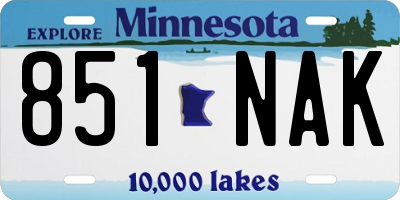 MN license plate 851NAK