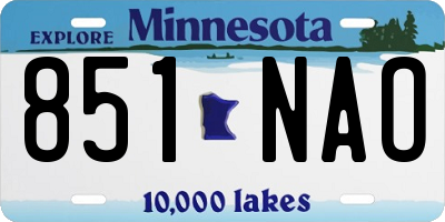 MN license plate 851NAO