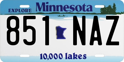 MN license plate 851NAZ
