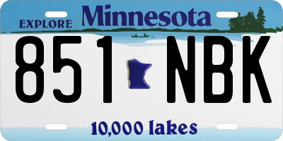 MN license plate 851NBK
