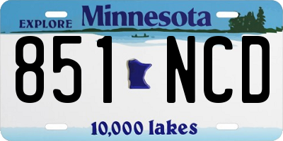 MN license plate 851NCD