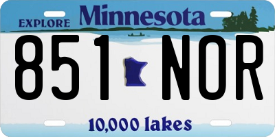 MN license plate 851NOR