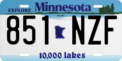 MN license plate 851NZF