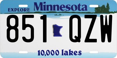 MN license plate 851QZW