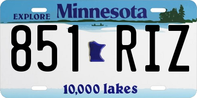 MN license plate 851RIZ
