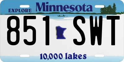MN license plate 851SWT