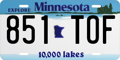 MN license plate 851TOF