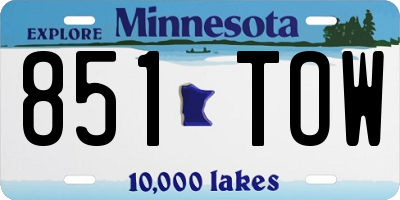 MN license plate 851TOW