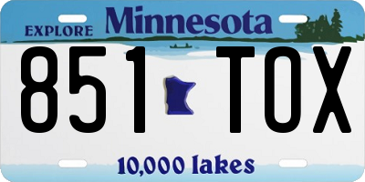 MN license plate 851TOX