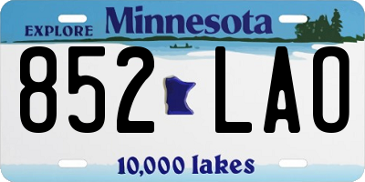 MN license plate 852LAO