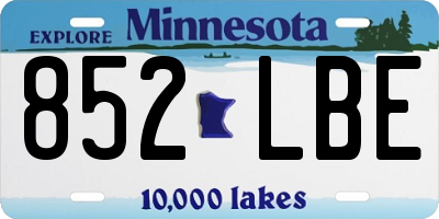MN license plate 852LBE