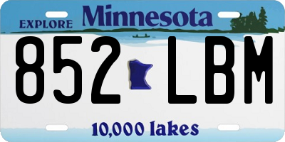 MN license plate 852LBM
