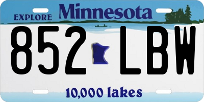 MN license plate 852LBW