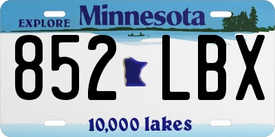 MN license plate 852LBX