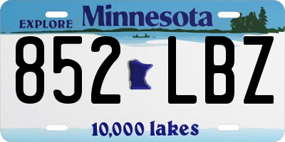 MN license plate 852LBZ