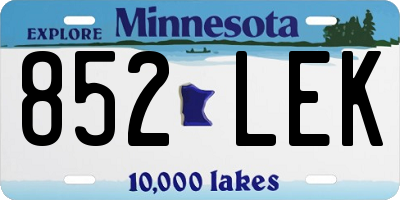 MN license plate 852LEK