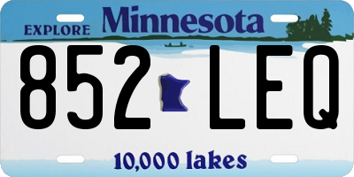 MN license plate 852LEQ