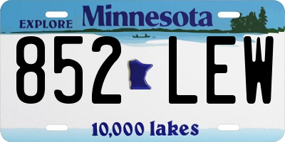 MN license plate 852LEW