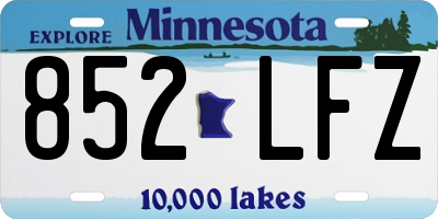 MN license plate 852LFZ