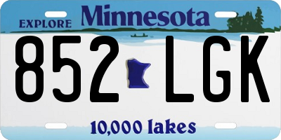 MN license plate 852LGK