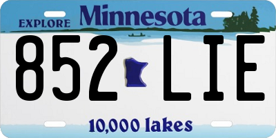 MN license plate 852LIE