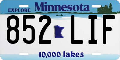 MN license plate 852LIF