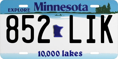 MN license plate 852LIK