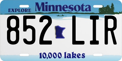 MN license plate 852LIR