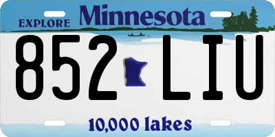 MN license plate 852LIU