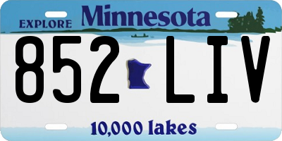MN license plate 852LIV
