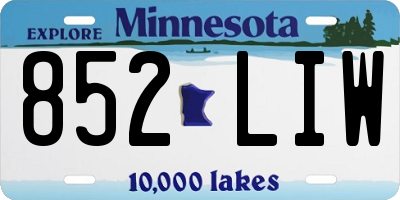 MN license plate 852LIW