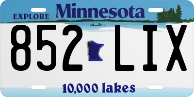 MN license plate 852LIX