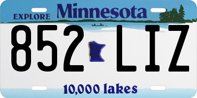 MN license plate 852LIZ