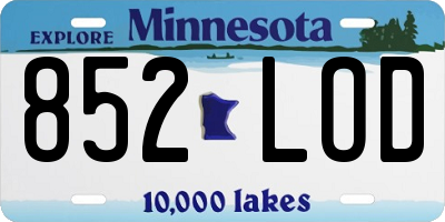 MN license plate 852LOD