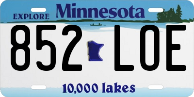 MN license plate 852LOE