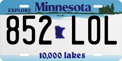 MN license plate 852LOL