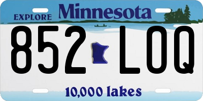 MN license plate 852LOQ