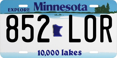 MN license plate 852LOR