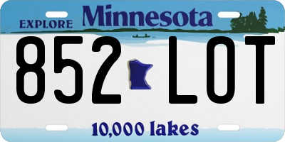 MN license plate 852LOT
