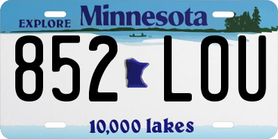 MN license plate 852LOU